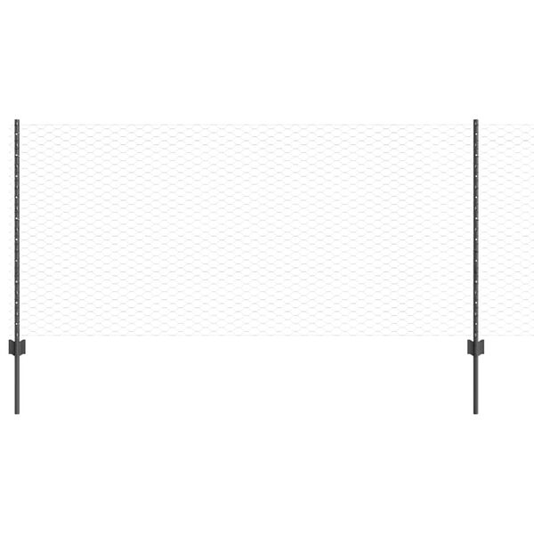 vidaXL Fence with Post Grey 1 x 100 m Steel and PVC