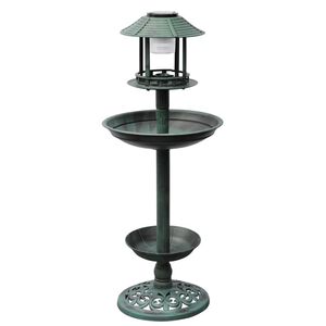 vidaXL Solar Bird Bath | Green | Weather-resistant plastic | Bird Bath | Round