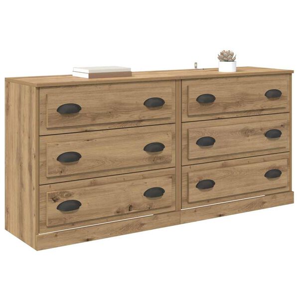 vidaXL Sideboards with Drawer 2 pcs Artisan Oak 70 x 35.5 x 67.5 cm