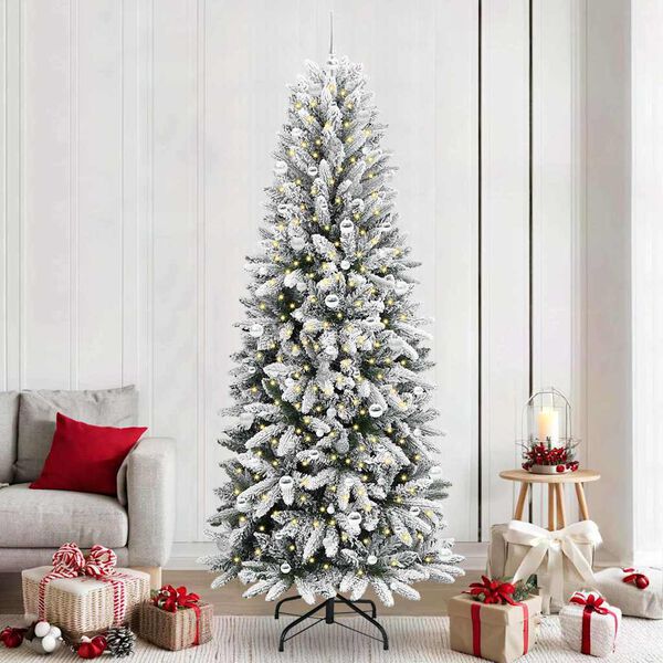 vidaXL Artificial Christmas Tree with 300 LEDs with Stand White 240 cm