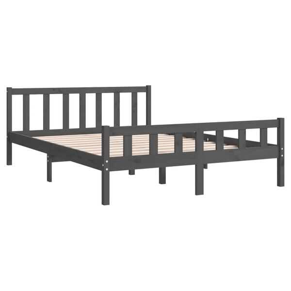 vidaXL Bed Frame without Mattress Grey Solid Wood 120x200 cm