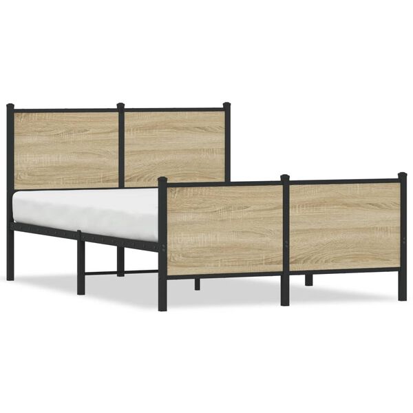 vidaXL Metal Bed Frame without Mattress Sonoma Oak 120x190 cm Small Double