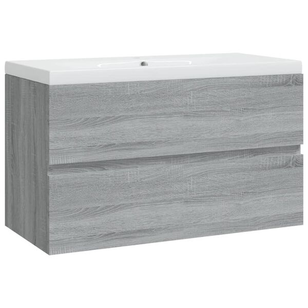 vidaXL Sink Cabinet with Built-in Basin Grey Sonoma Engineered Wood