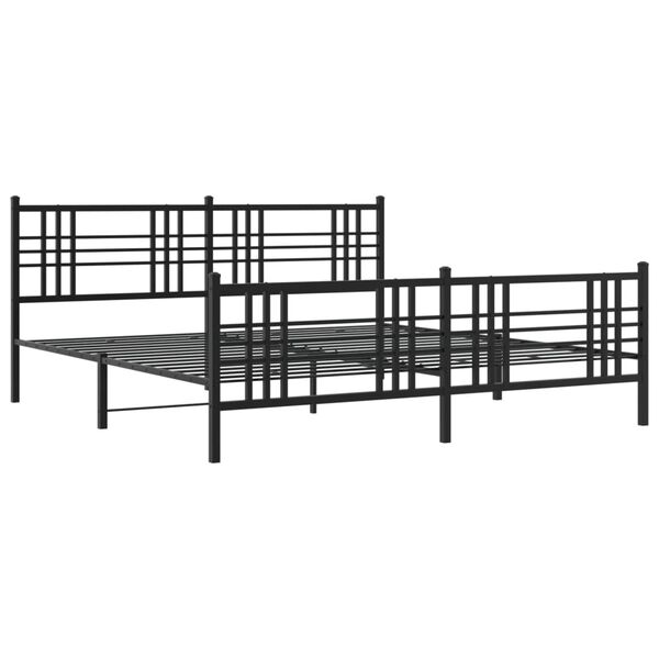 vidaXL Metal Bed Frame without Mattress with Footboard Black 200x200cm