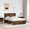 vidaXL Bed Frame with Drawer Smoked Oak 150 x 200 cm Solid Pine Wood
