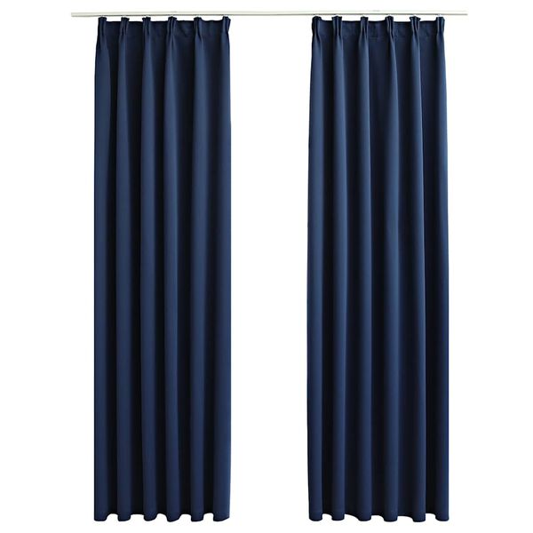 vidaXL Blackout Curtains with Hooks 2 pcs Blue 140x245 cm
