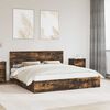 vidaXL Storage Bed with Drawer Smoked Oak 200 x 200 cm Engineered Wood