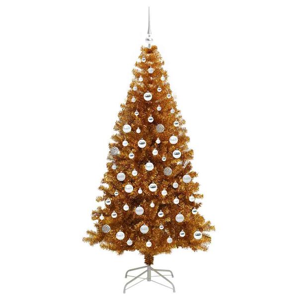 vidaXL Christmas Tree with 300 LEDs with Stand Gold 180 cm PET