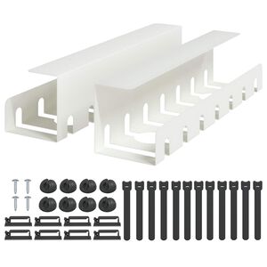 vidaXL Under Desk Cable Management Tray 2 pcs White 43 x 10 x 10 cm
