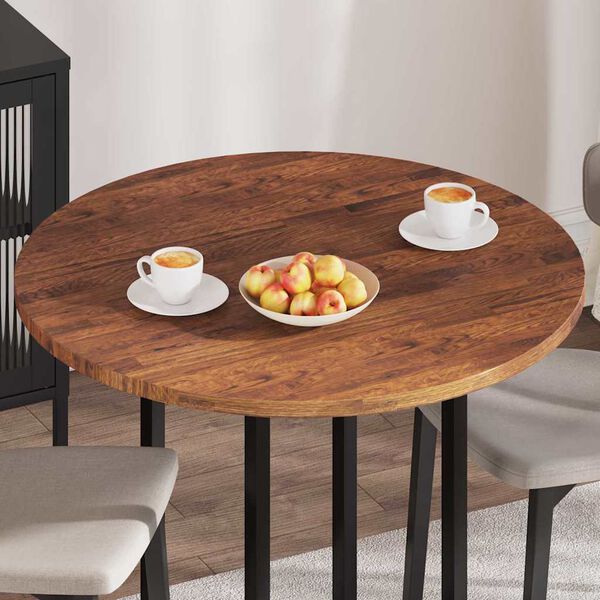 vidaXL Table Top Dark brown Ø 90 x 2.5 cm Solid oak wood