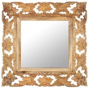 vidaXL Mirror | Natural Brown | Solid Mango Wood | Medium | Decorative Inlays