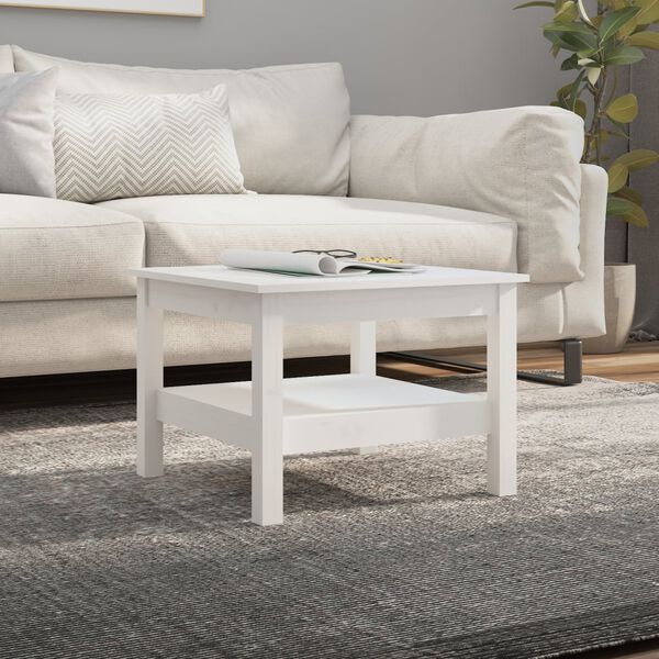 vidaXL Coffee Table White 55x55x40 cm Solid Wood Pine