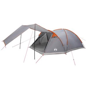 vidaXL Cabin Tent Grey and Orange 8-Person Polyester and Steel