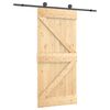 vidaXL Sliding Door Natural and Black 95 x 210 cm Solid Pine Wood