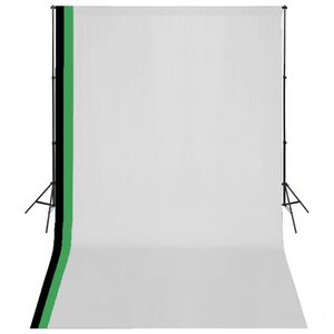 vidaXL Photo Studio Kit with 3 Cotton Backdrops Adjustable Frame 3x5m
