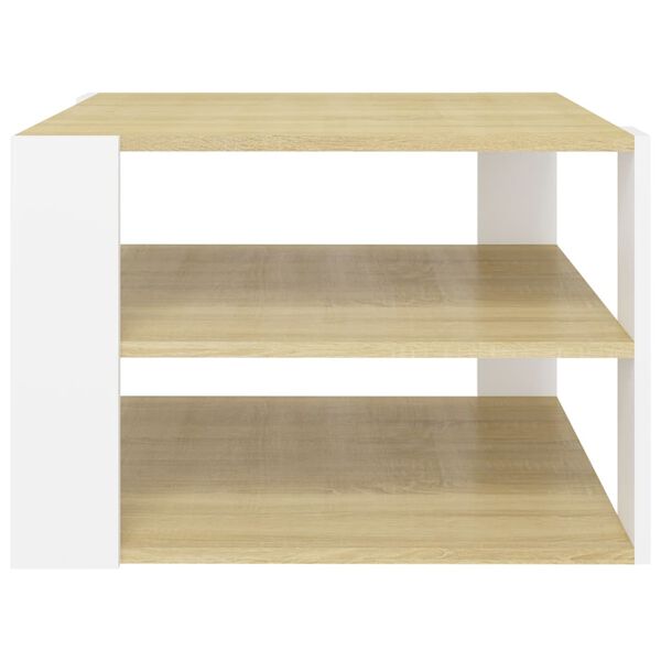 vidaXL Coffee Table Sonoma Oak and White 60x60x40 cm Engineered Wood