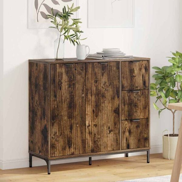 vidaXL Sideboard Smoked Oak 89.5 x 33 x 82 cm Engineered Wood