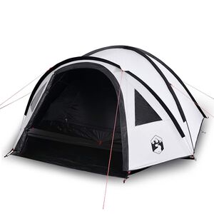 vidaXL Camping Tent Dome 4-Person White Blackout Fabric Waterproof