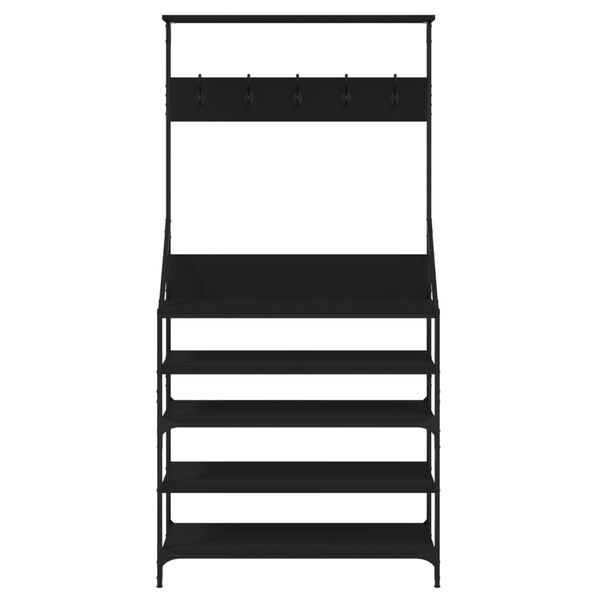 vidaXL Clothes Rack with Shoe Storage Black 90x34x184 cm