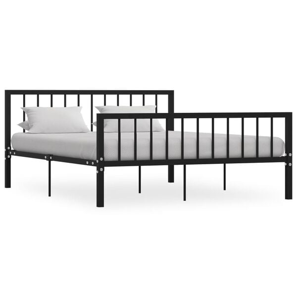 vidaXL Bed Frame without Mattress Black Metal 160x200 cm