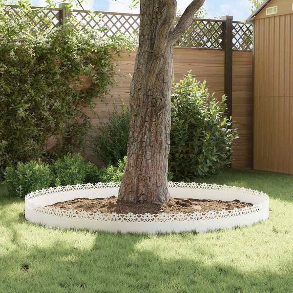 vidaXL Lawn Edgings 10 pcs White 103 x 0.05 x 22 cm Steel