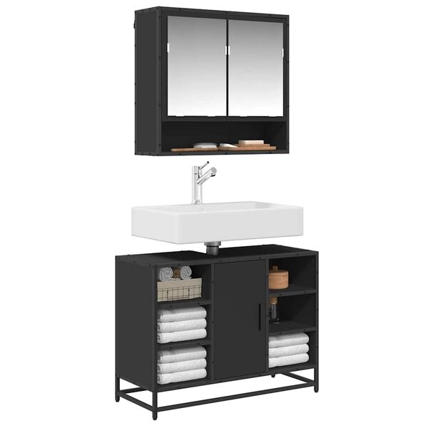 vidaXL Bathroom Sink Cabinet Black 80x33x60 cm Engineered Wood