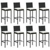 vidaXL 9 Piece Garden Bar Set with Cushions Black Poly Rattan