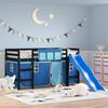 vidaXL Kids' Loft Bed with Curtains without Mattress Blue 90x200 cm