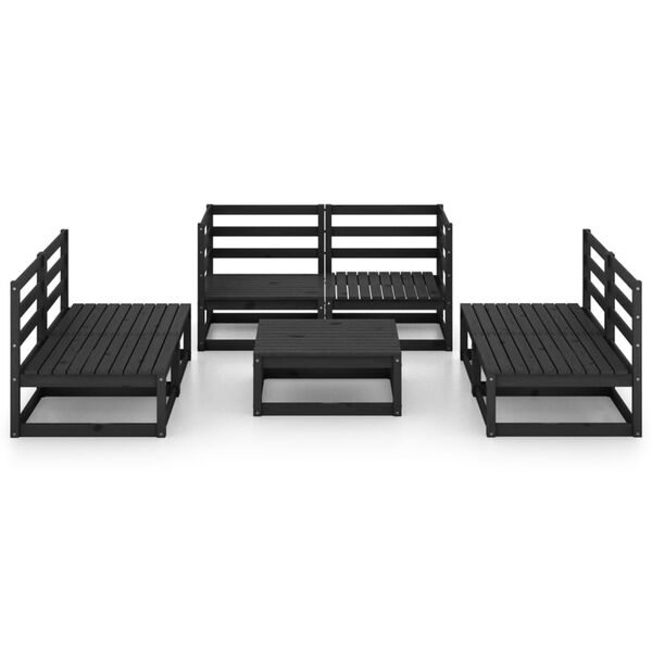 vidaXL 7 Piece Garden Lounge Set Black Solid Pinewood