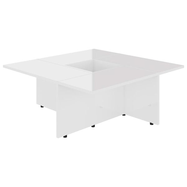 vidaXL Coffee Table High Gloss White 79.5x79.5x30 cm Engineered Wood