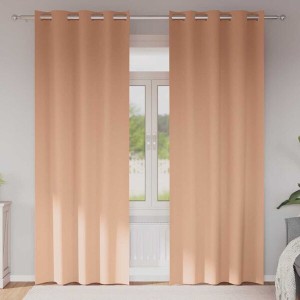 vidaXL Blackout Curtains with Rings 2 pcs Light Brown 245 x 140 cm