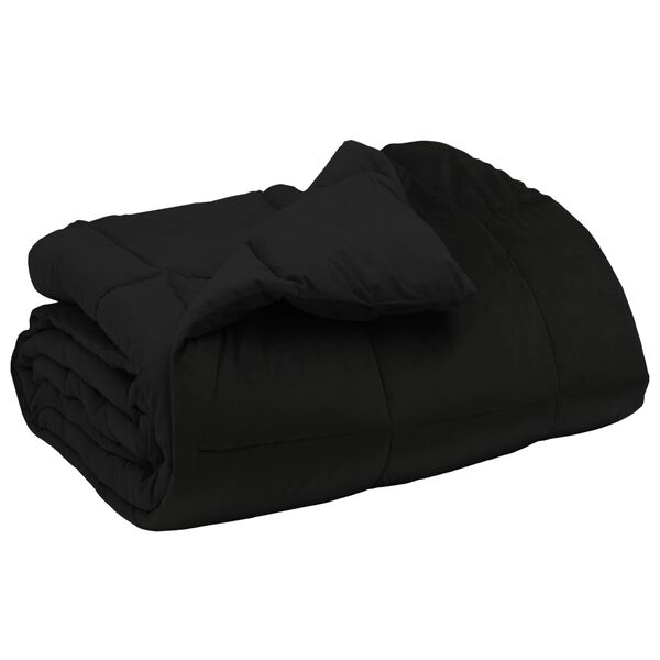 vidaXL Winter Duvet Quilted Black 135 x 220 cm Microfiber