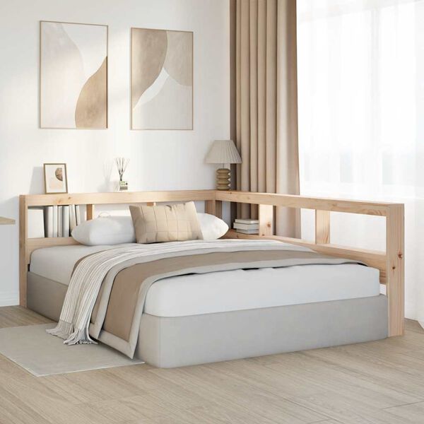 vidaXL Bookcase Headboard L-Shaped 135 cm Solid Wood Pine