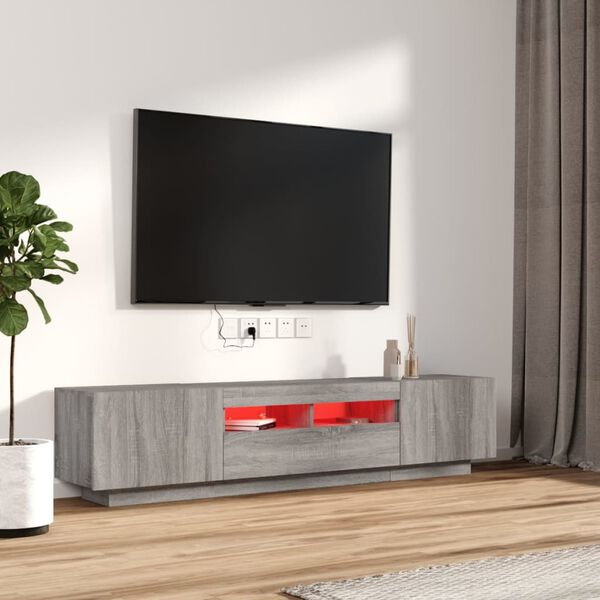 vidaXL 2 Piece TV Cabinet Set with LED Lights Grey Sonoma Engineered Wood