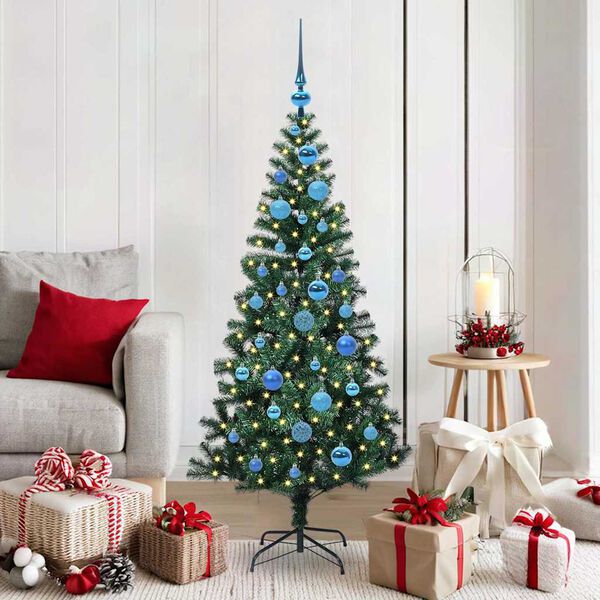 vidaXL Artificial Pre-lit Christmas Tree Green 150 cm PVC and Metal