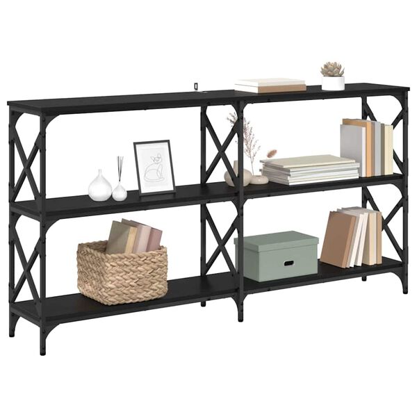 vidaXL Console Table Black Oak 156 x 28 x 80.5 cm Engineered Wood