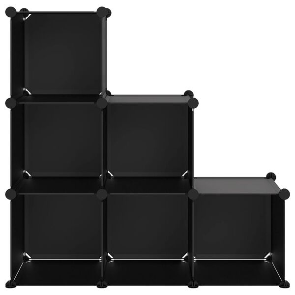 vidaXL Storage Cube Organiser with 6 Cubes Black PP