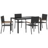 vidaXL Garden Dining Set 5 pcs Black Poly Rattan