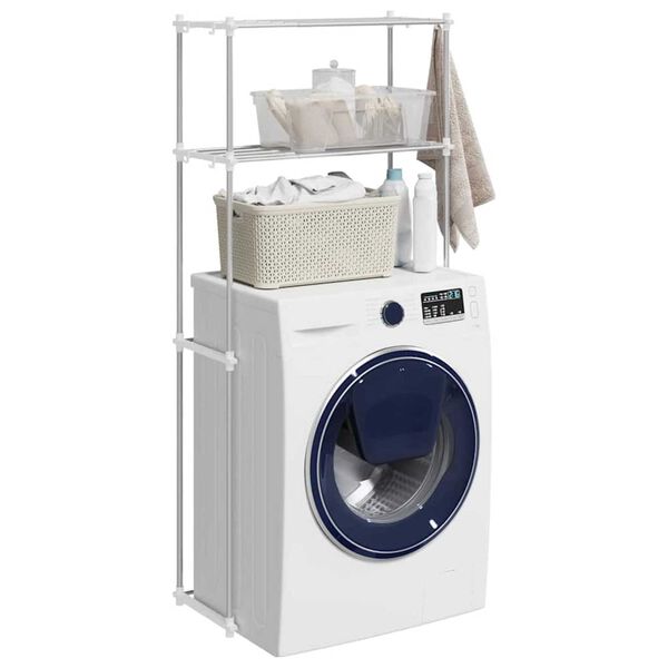 vidaXL Washing Machine Shelf White 70 x 27 x 136 cm Aluminium