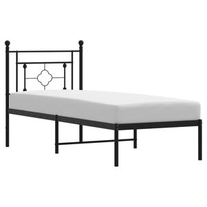 vidaXL Metal Bed Frame without Mattress with Headboard Black 80x200cm