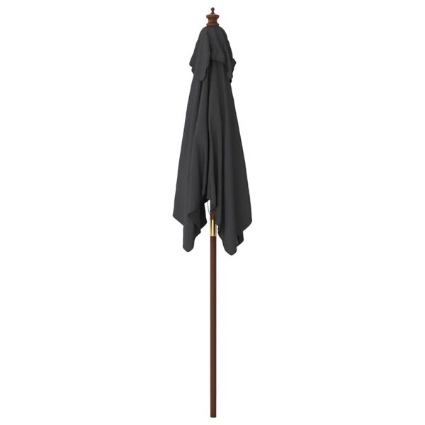 vidaXL Garden Parasol with Wooden Pole Black 198x198x231 cm