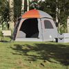 vidaXL Family Tent Igloo 6-Person Grey and Orange Waterproof