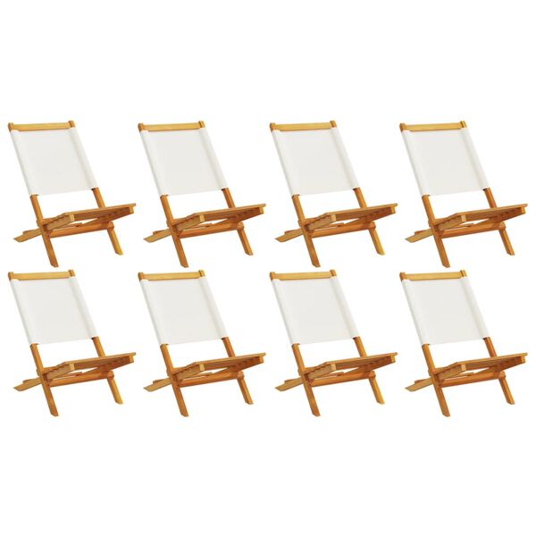 vidaXL Folding Garden Chairs 8 pcs Cream White Fabric and Solid Wood