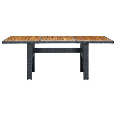 vidaXL Garden Table Dark Grey Poly Rattan and Solid Acacia Wood
