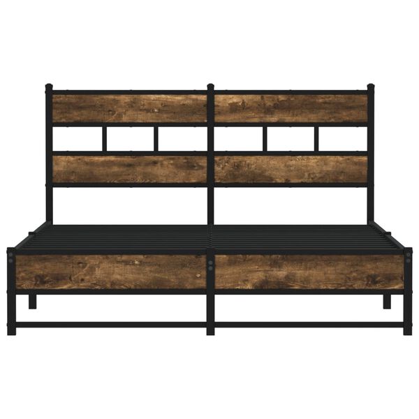 vidaXL Metal Bed Frame without Mattress Smoked Oak 160x200 cm