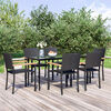 vidaXL 7 Piece Garden Dining Set Black Poly Rattan