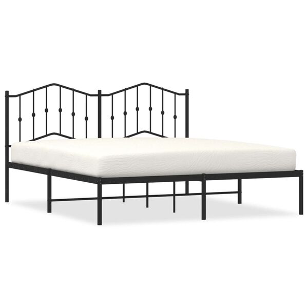 vidaXL Metal Bed Frame without Mattress with Headboard Black 160x200cm