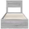 vidaXL Bed Frame Grey Sonoma and Silver 75 x 190 cm Engineered Wood