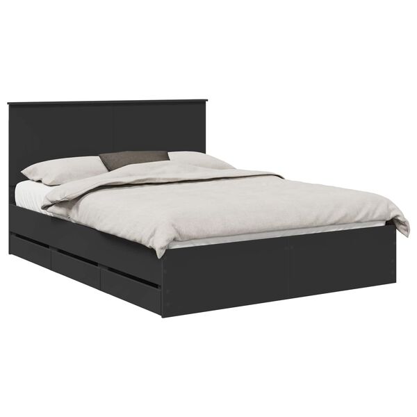 vidaXL Bed Frame with Drawer Black 150 x 200 cm Engineer Wood