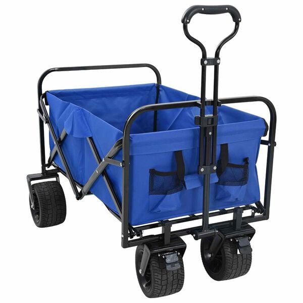 vidaXL Folding Hand Trolley Manual Blue 89 x 63 x 96 cm